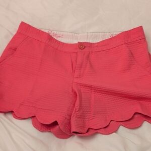 Lilly Pulitzer Coral Scalloped High Waist Shorts